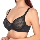 see-through plus size t shirt bra with straps and lace